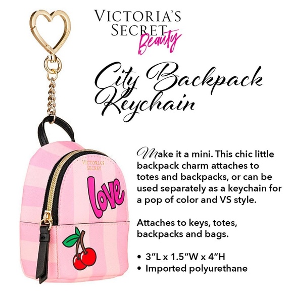 Victoria/'s Secret Mini City Backpack Faux Leather Keychain Keyring Handbag Charm